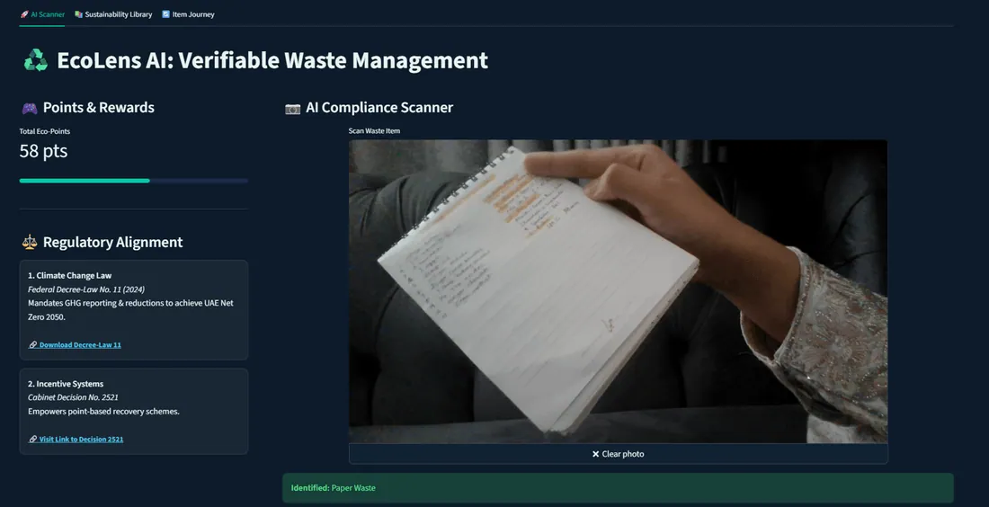 EcoLens AI: AI recycling kiosk for schools that turns each disposal into a quick quiz.