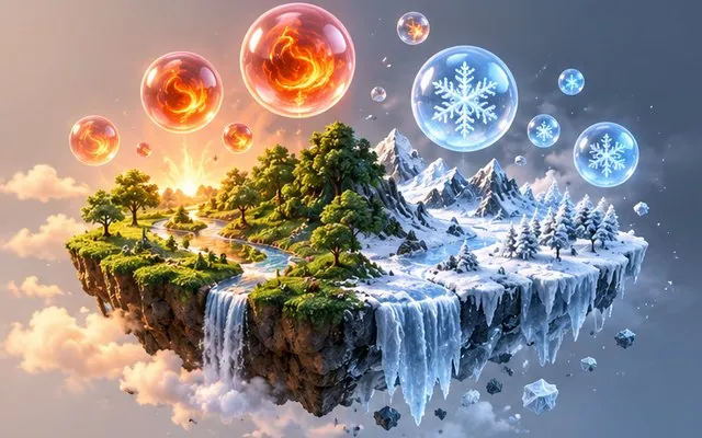 Bubba Form: Balance hot and cold bubbles to terraform a shifting world.