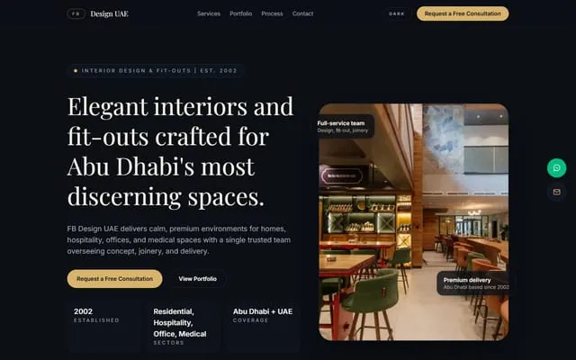 FB Design UAE: Website for an Abu Dhabi interior design and fit-out firm.