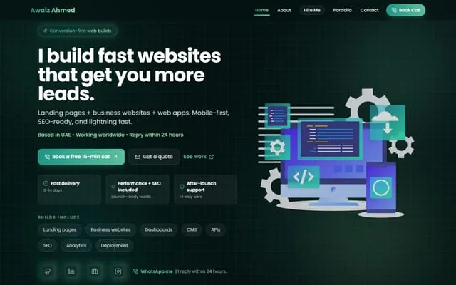 Freelance web studio site: Conversion-first portfolio for landing pages, business sites and web apps.