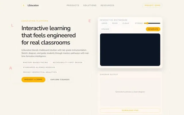 LEducation: TypeScript web app built with Vite and Tailwind CSS, live on Vercel.