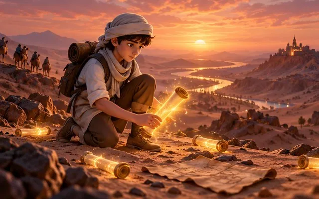 Leo’s Adventure: Exploration game inspired by Ibn Battuta: collect scrolls, uncover the story.