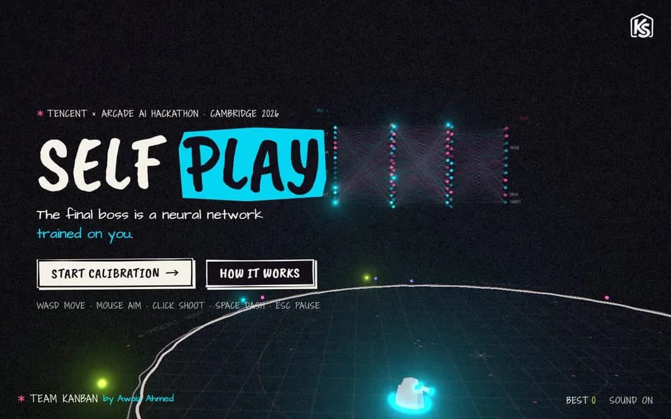 SELF PLAY: Three.js arena shooter that trains an in-browser neural network to fight like the player.
