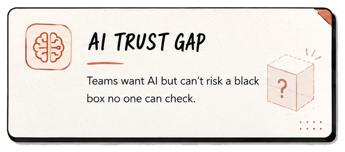 AI trust gap: Teams want AI but can't risk a black box no one can check.